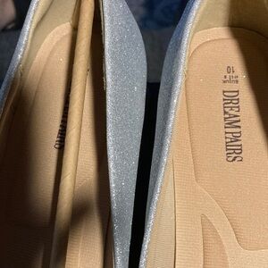 Dream Pairs Silver Glitter Slip-On Flats